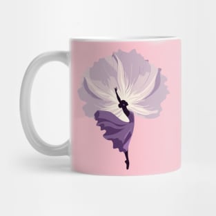 Ballet dancer in a purple dress dancing, floral background, Vector illustration, tiptoe ballet performer Mug